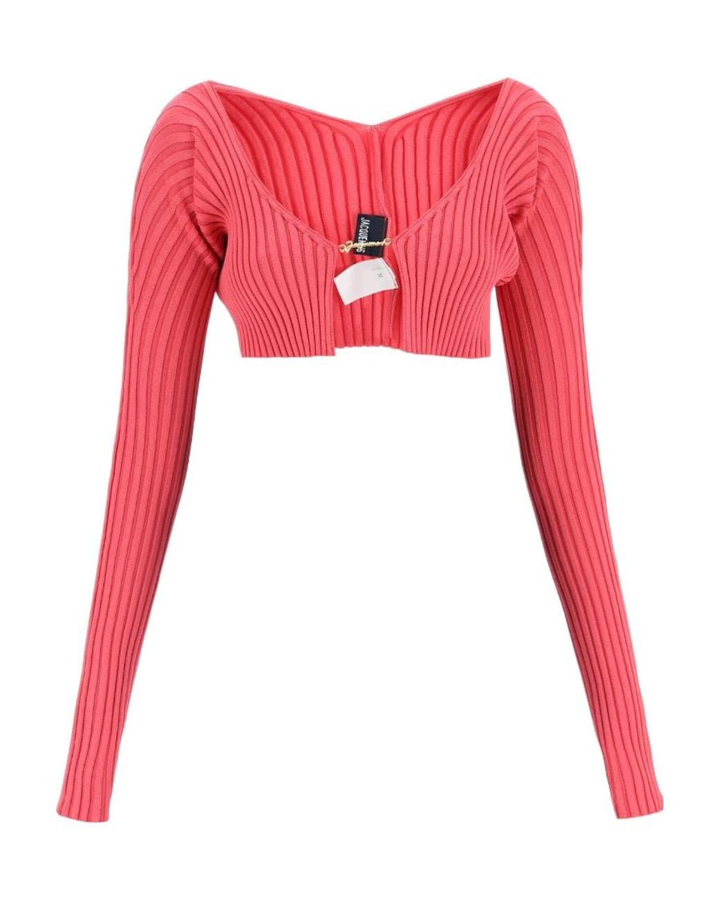 Jacquemus Red Pral Ribbed Cropped Cardigan