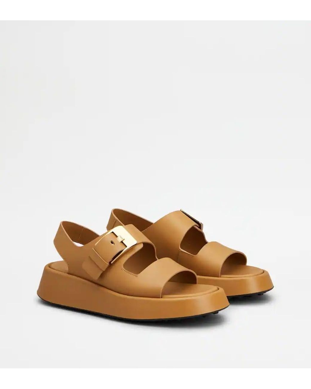 Tod's Brown Buckle-Strap Platform Sandals