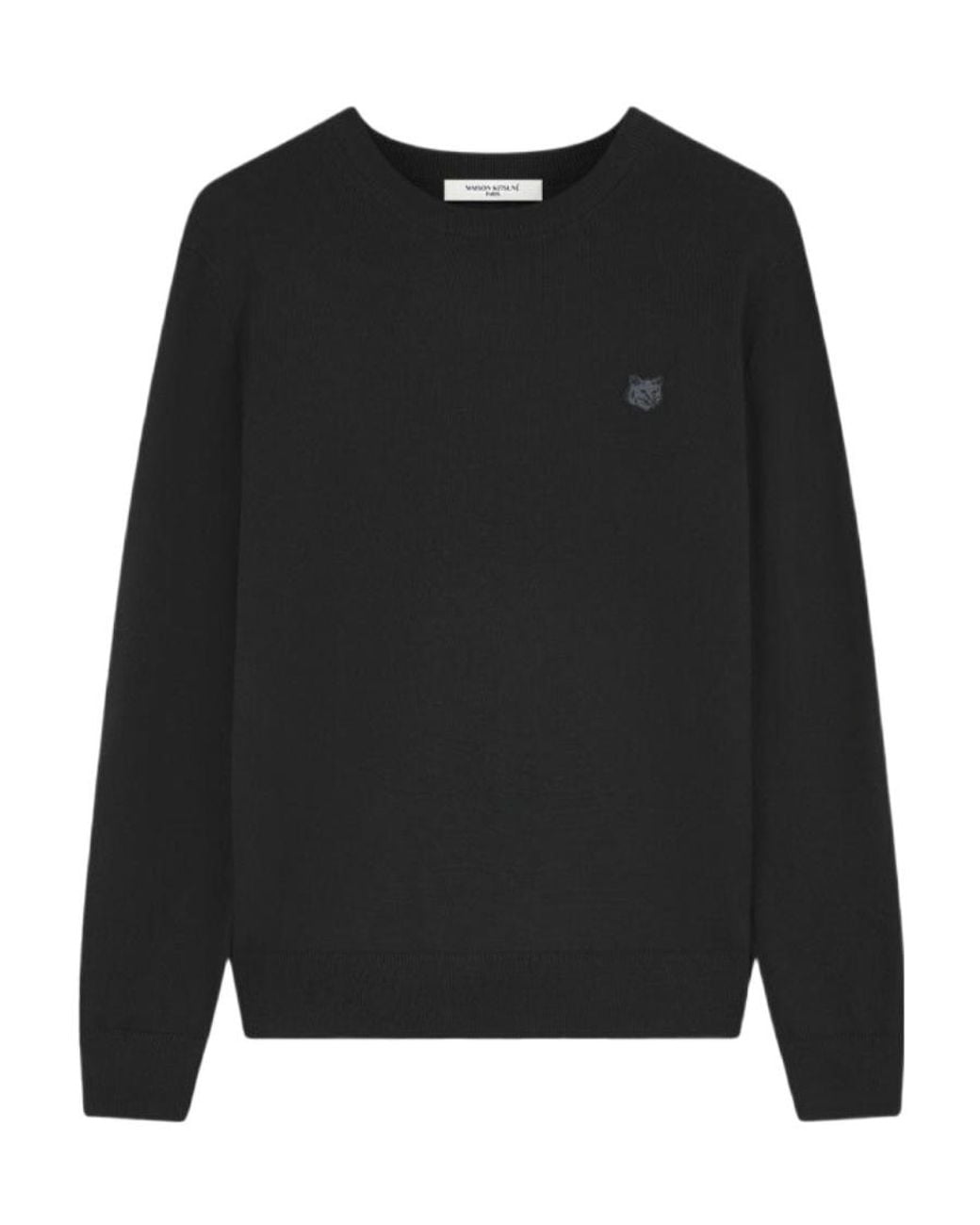 Maison Kitsuné Black Maison Kitsuné Fox Embroidered Knitted Jumper for men