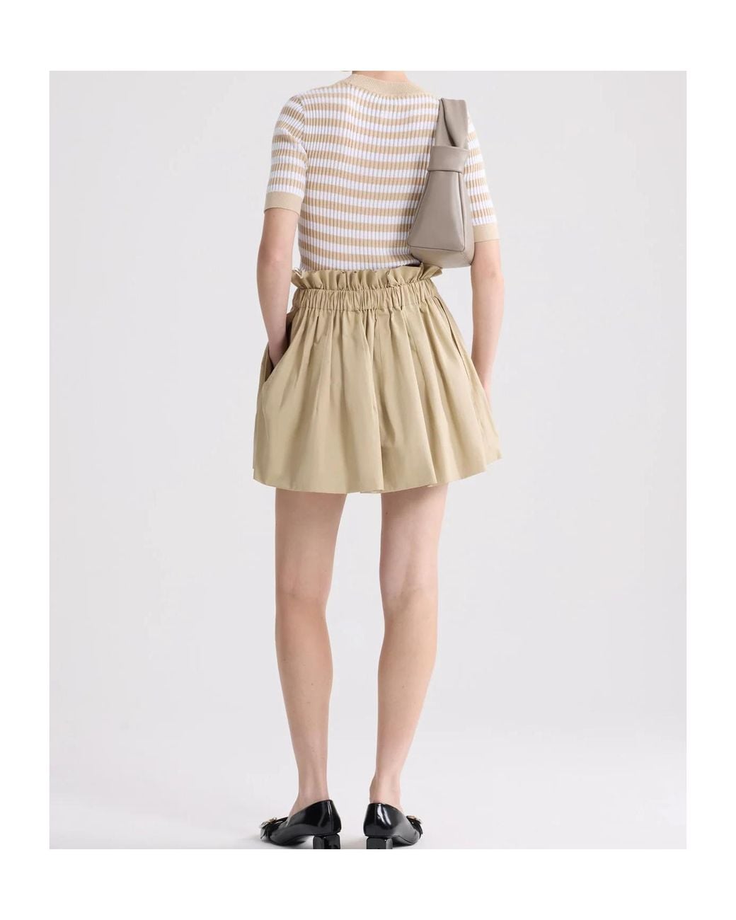 Patou White Striped Ribbed Short-Sleeve Knitted Sweater