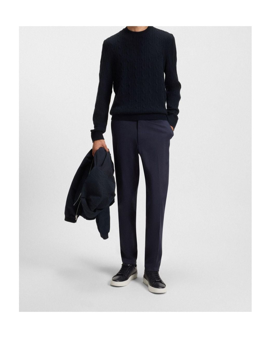 Boss Blue Boss Cable-Knit Crewneck Jumper for men
