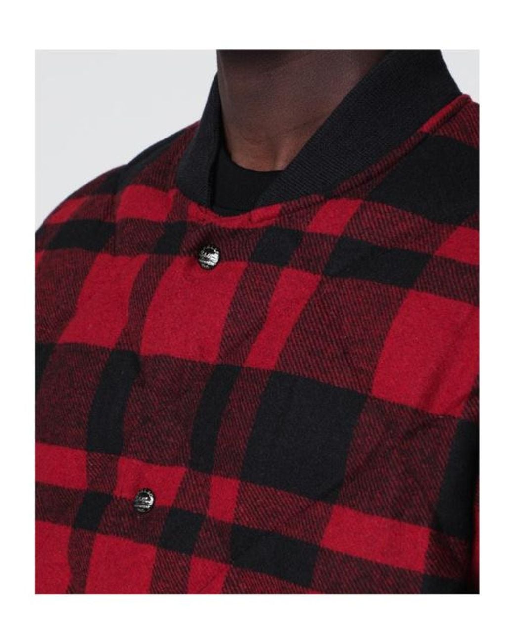 Ralph Lauren Red Quilted Check Bomber for men