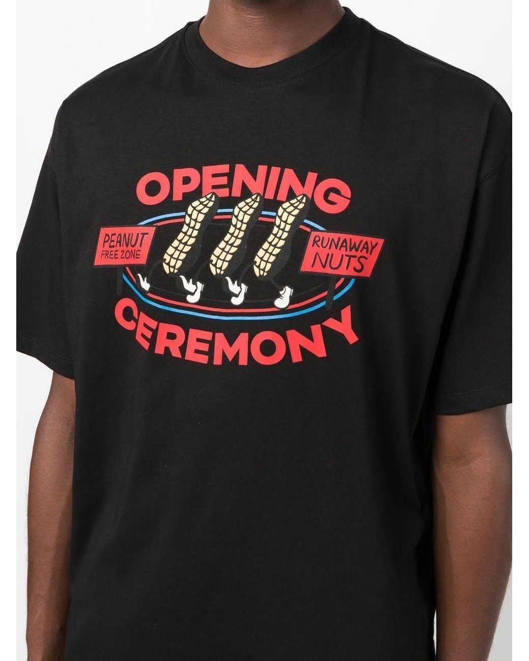 Opening Ceremony Black Peanuts Logo Printed T-Shirt for men