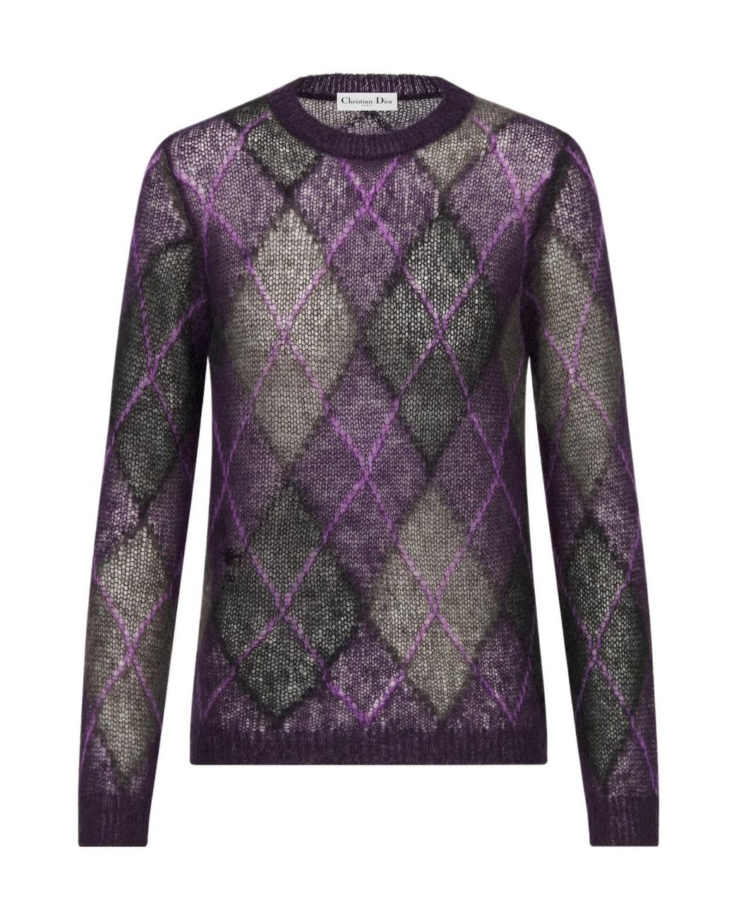 Dior Blue Christian Argyle Knit Crewneck Jumper
