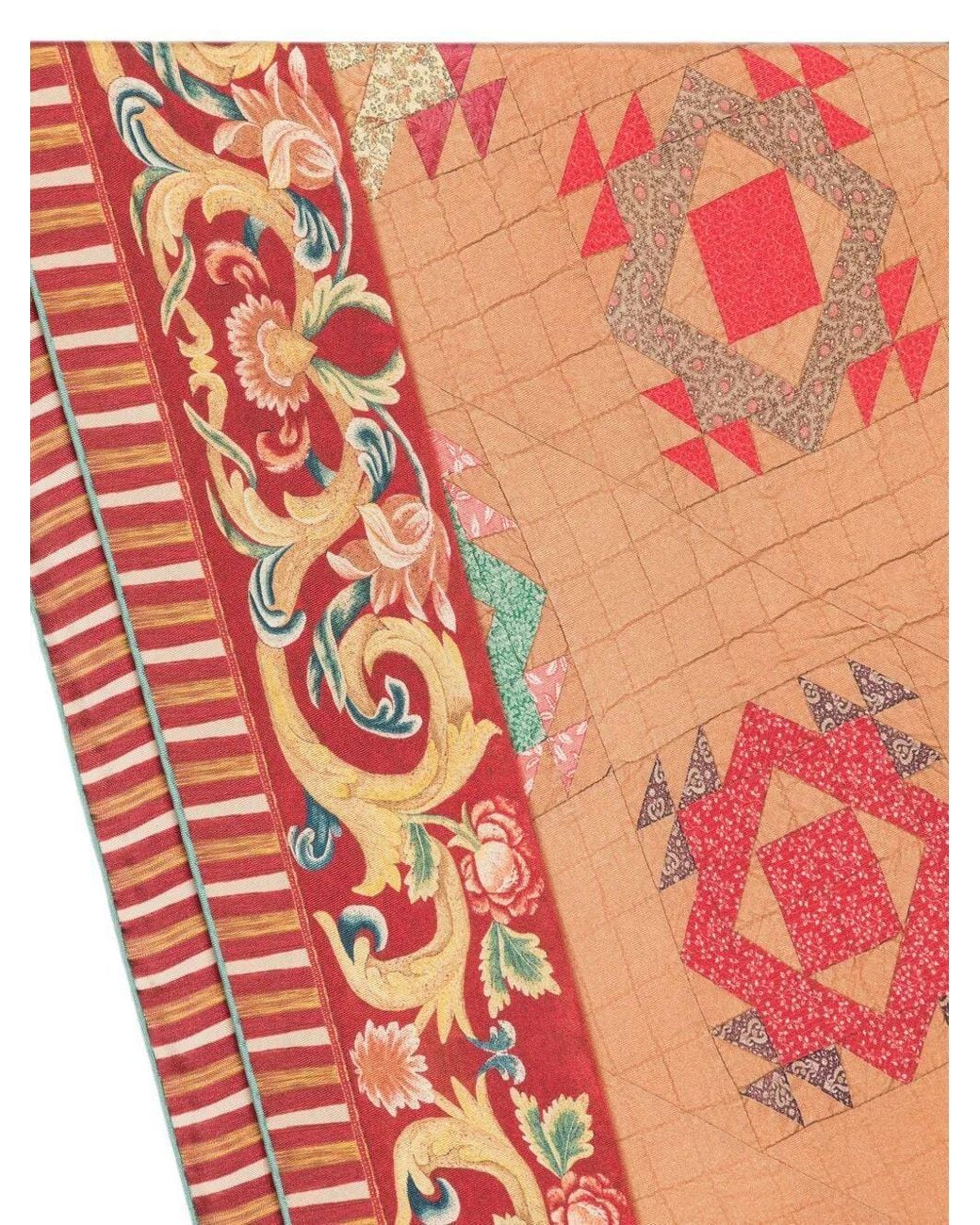 Pierre Louis Mascia Red Geometric-Pattern Scarf
