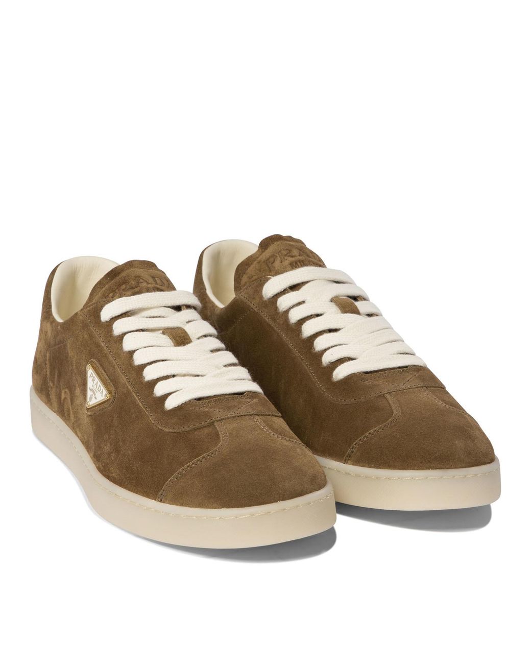 Prada Brown Lane Logo Low-Cut Skate Shoes for men