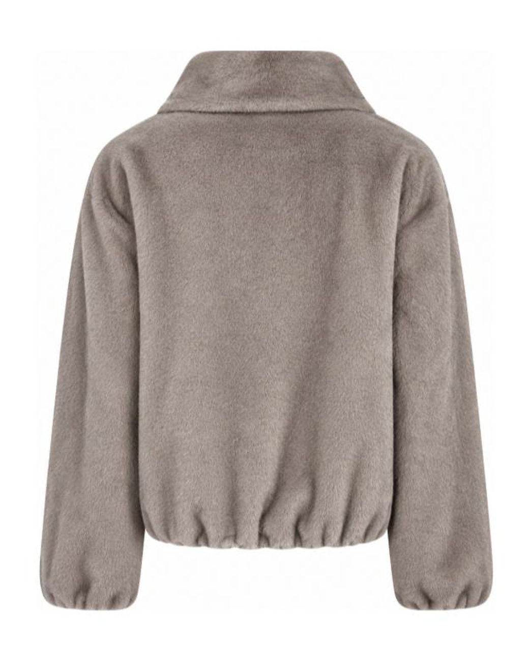 P.A.R.O.S.H. Gray Faux-Fur Elasticated-Hem Jacket