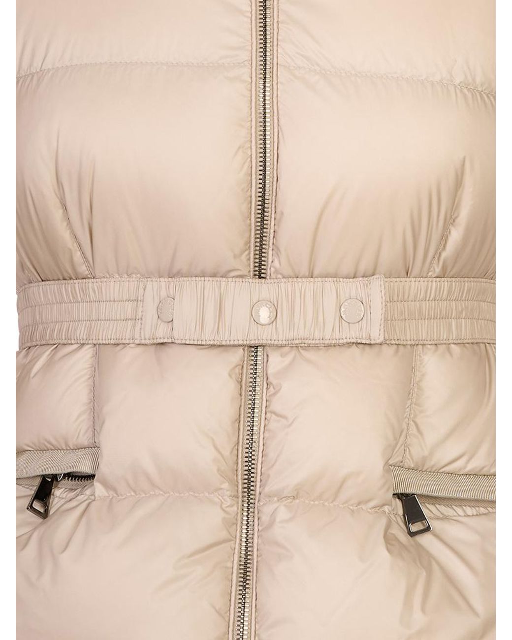 Moncler Natural Boed Hooded Shearling-Trimmed Short Down Jacket