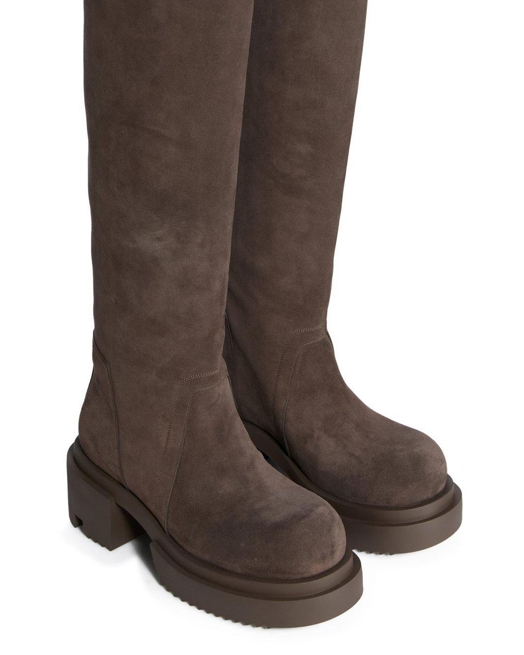 Rick Owens Brown Platform Over-The-Knee Boots