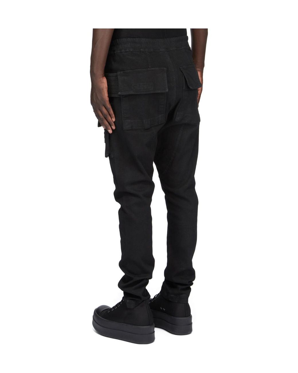 Rick Owens Black Creatch Tapered Drawstring Cargo Trousers for men