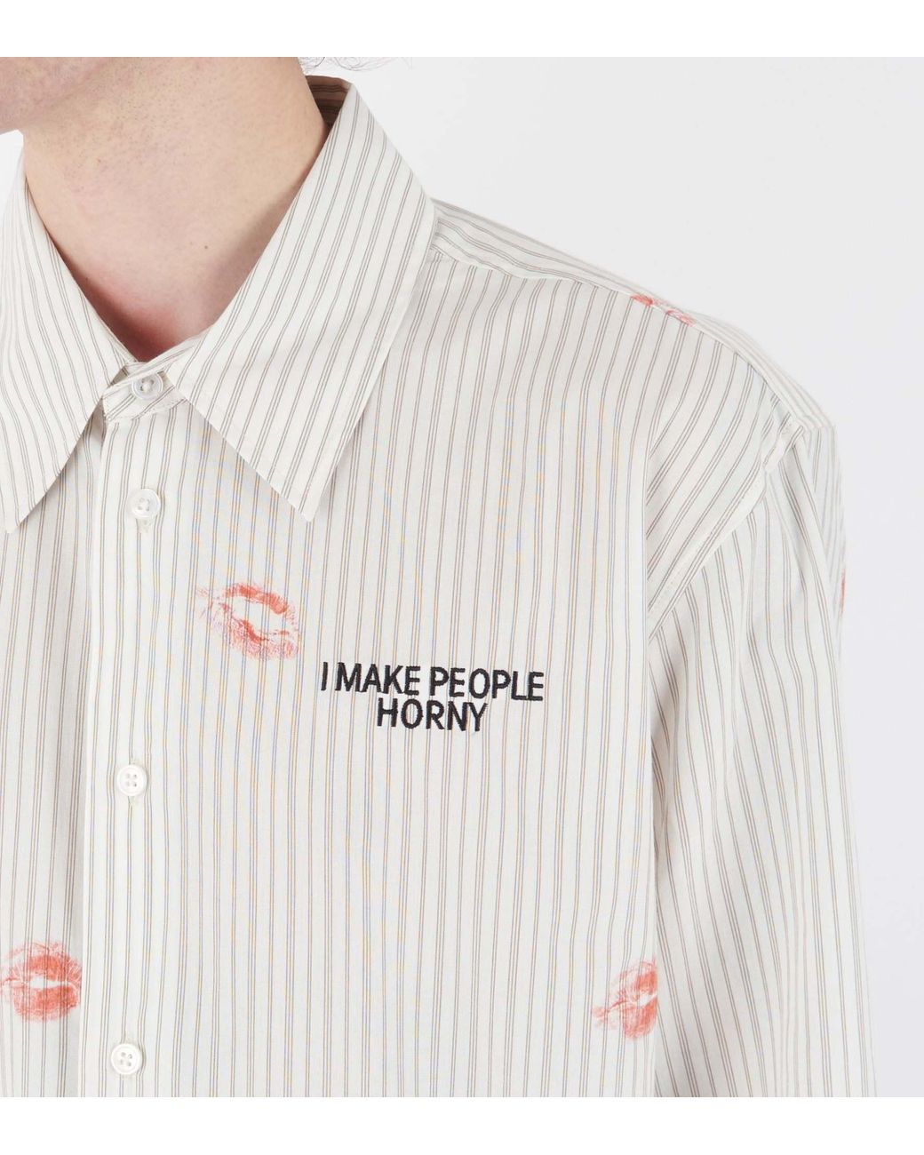 Carne Bollente White Business Sensual Striped Shirt for men