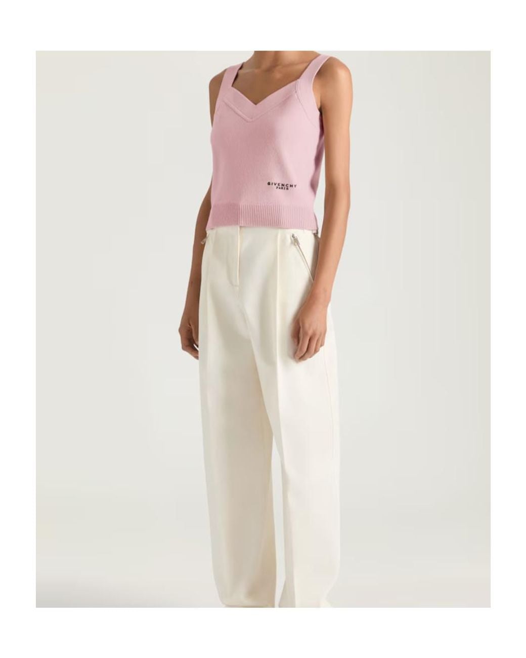 Givenchy Pink V-Neck Ribbed Tank Top