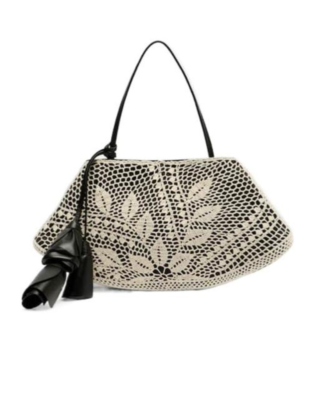 Magda Butrym Black Maya Small Crochet Leather-Trimmed Shoulder Bag