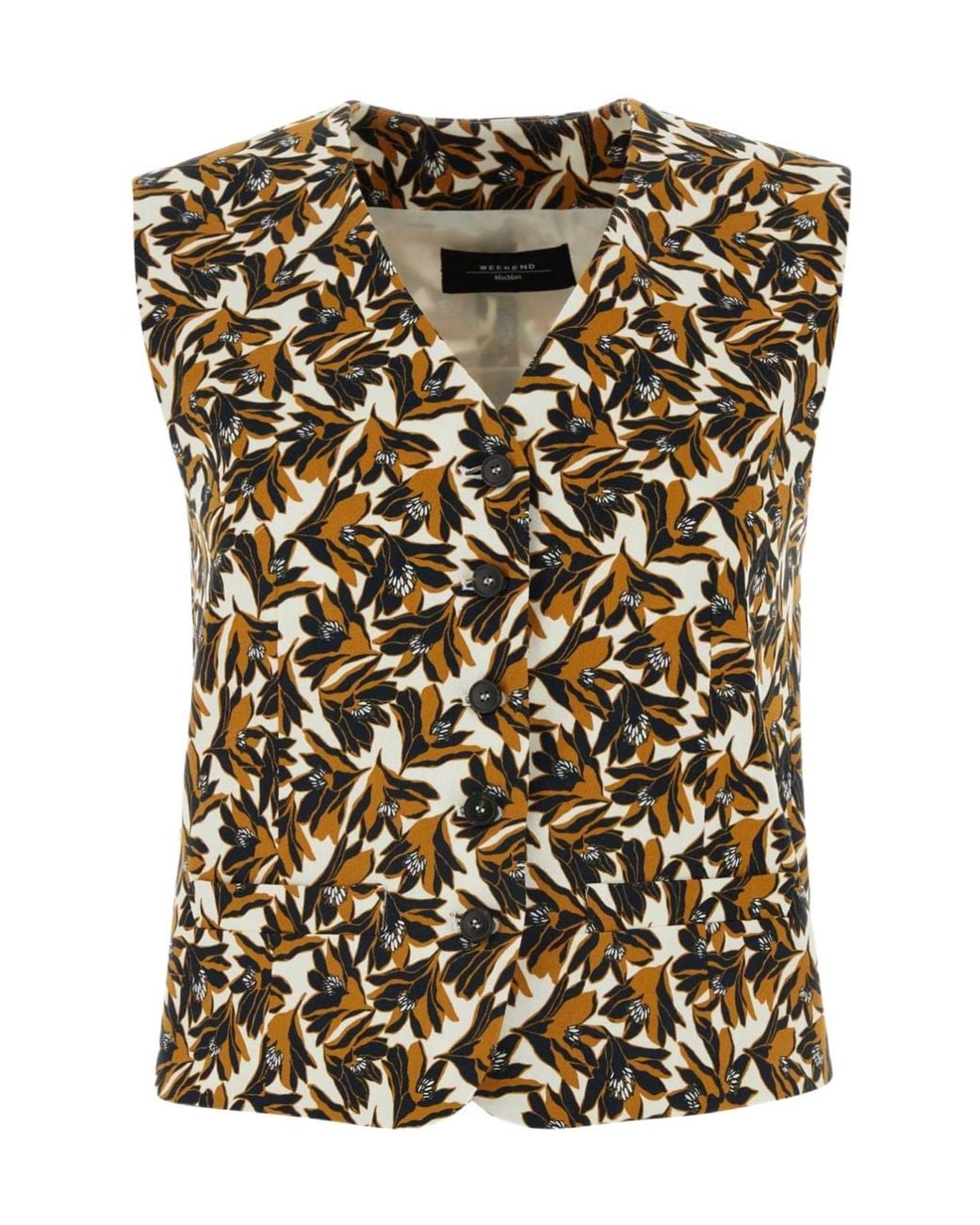 Weekend by Maxmara Black All-Over Patterned V-Neck Vest