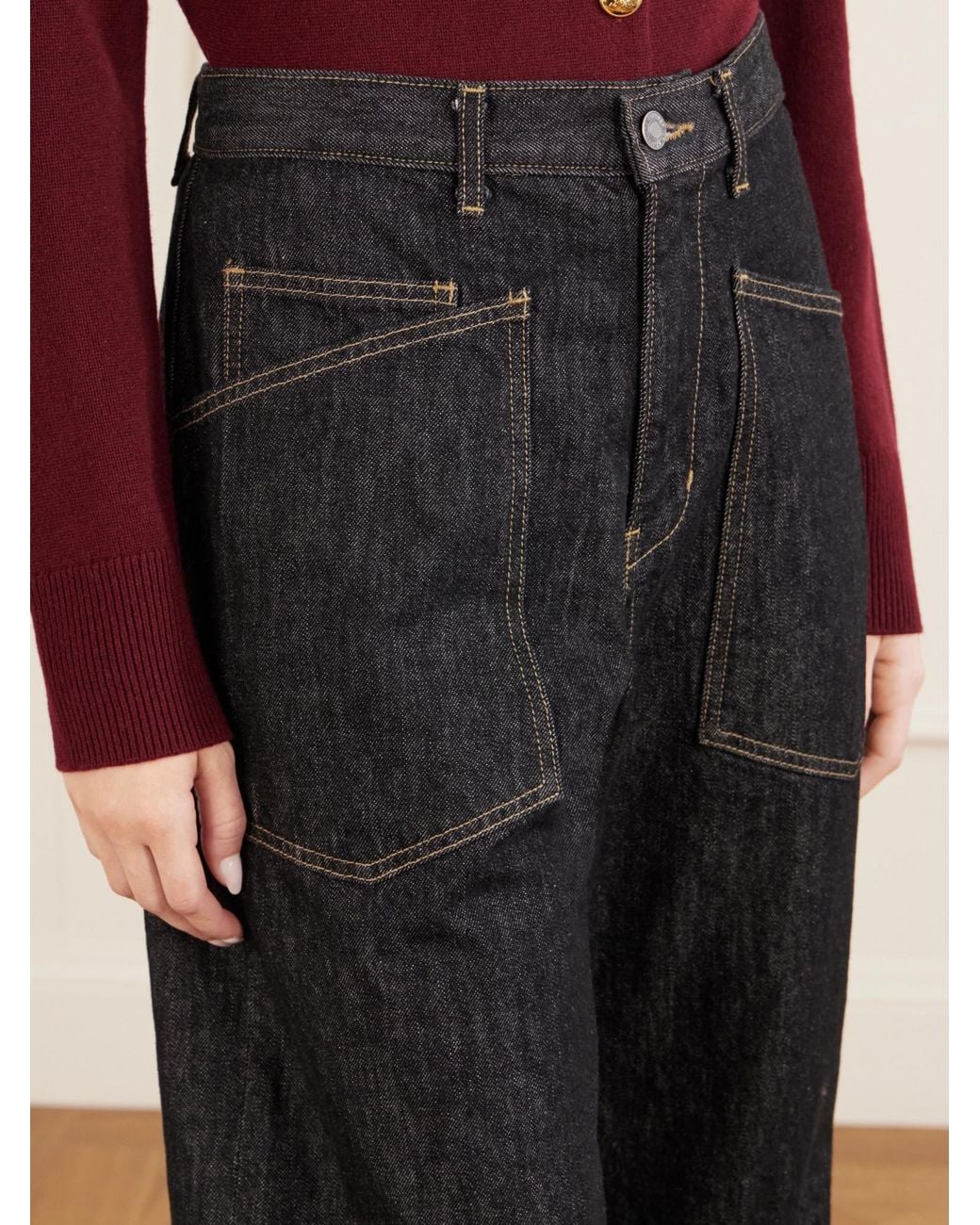 Nili Lotan Blue Shon Barrel-Leg Jeans