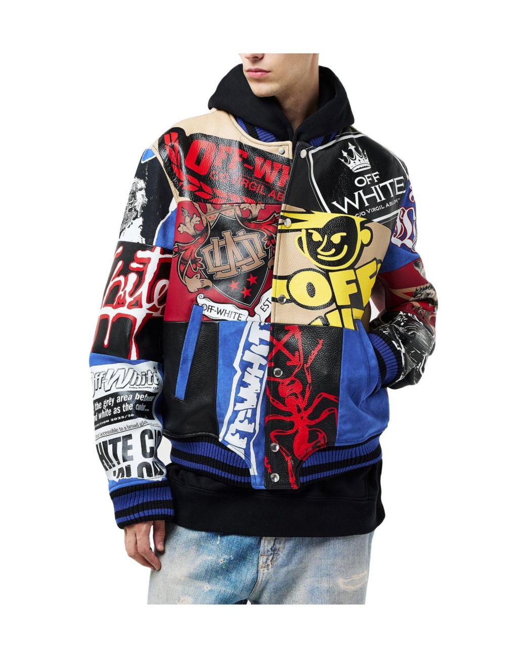Off-White c/o Virgil Abloh Blue Patch Varsity Jacket for men
