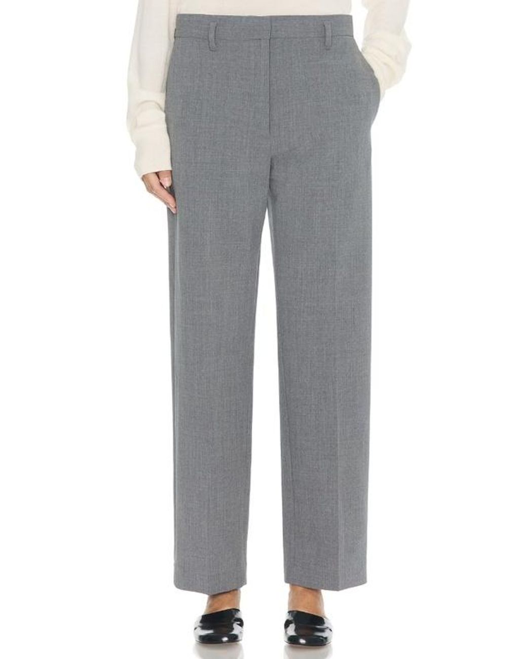 The Row Gray Wool Zip Trousers