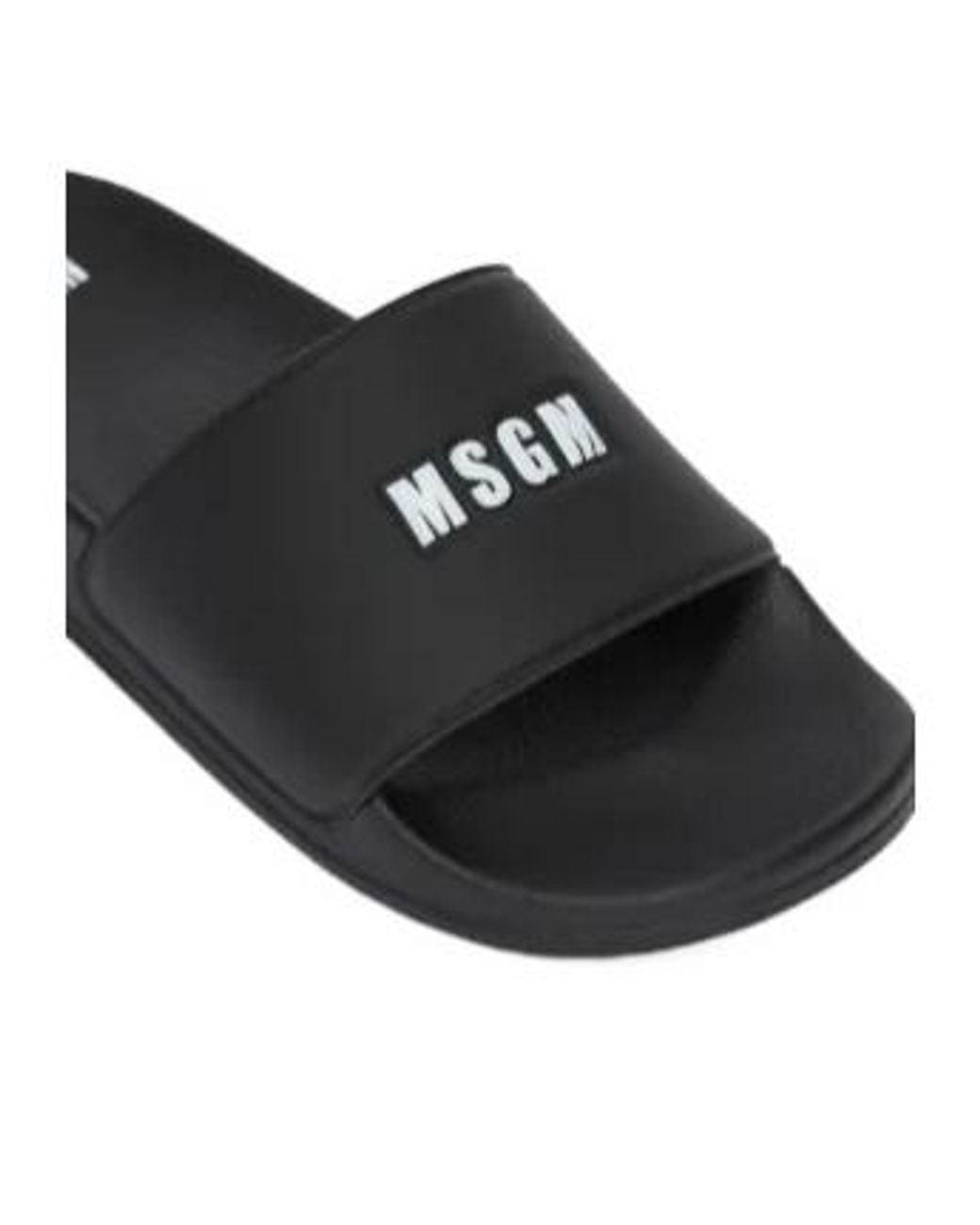 MSGM Black Logo-Detail Open-Toe Slides
