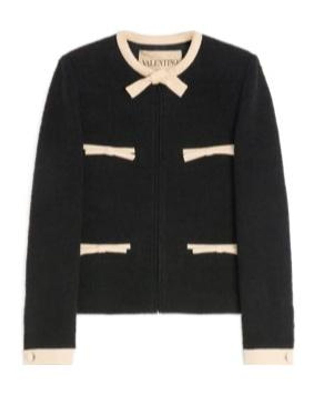 Valentino Black Bow Detailed Crewneck Jacket
