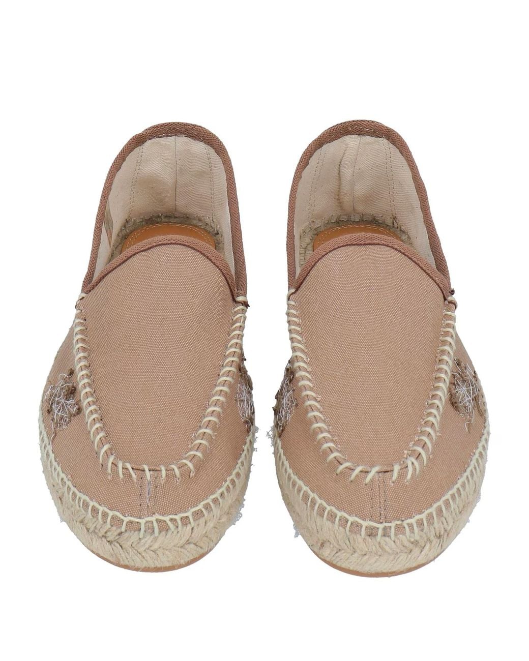 Maison Margiela Brown Embroidered Canvas Flats