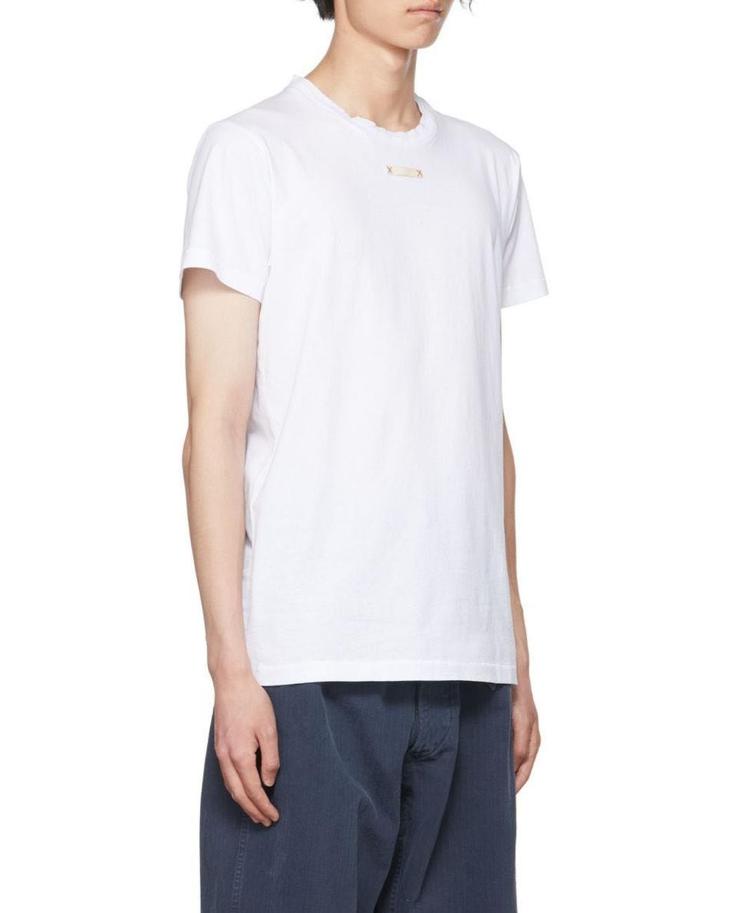 Maison Margiela White Patch Detailed Crewneck T-Shirt for men