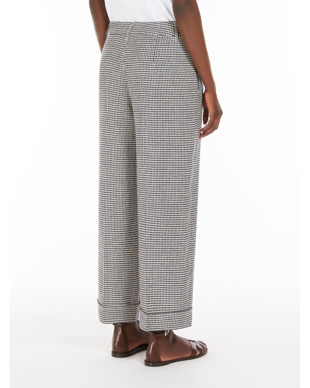 Max Mara Gray Linen And Cotton Basketweave Trousers