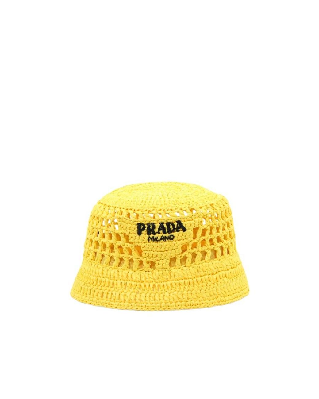 Prada Yellow Raffia Bucket Hat for men
