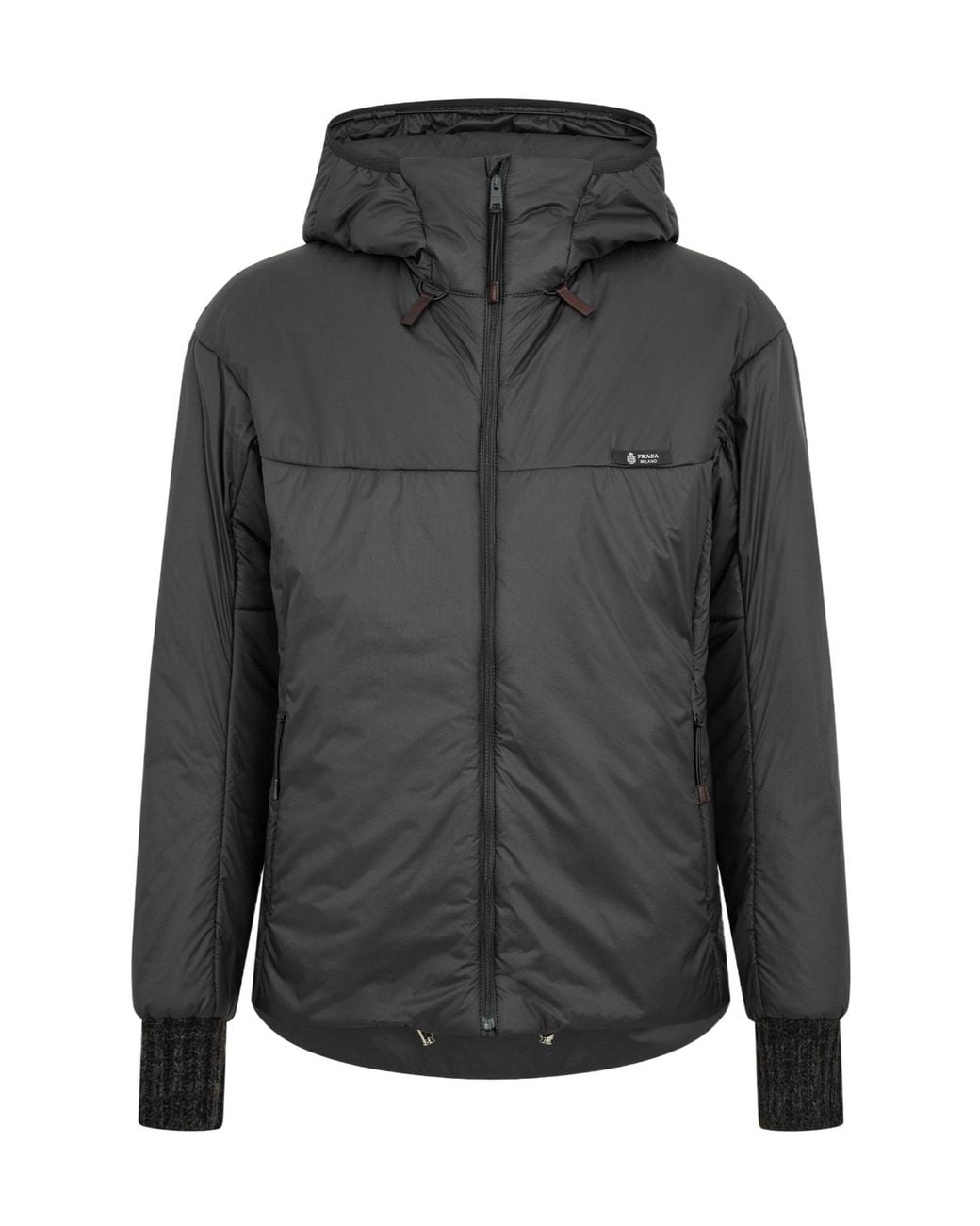 Prada Gray Hooded Medium Puffer Jacket for men