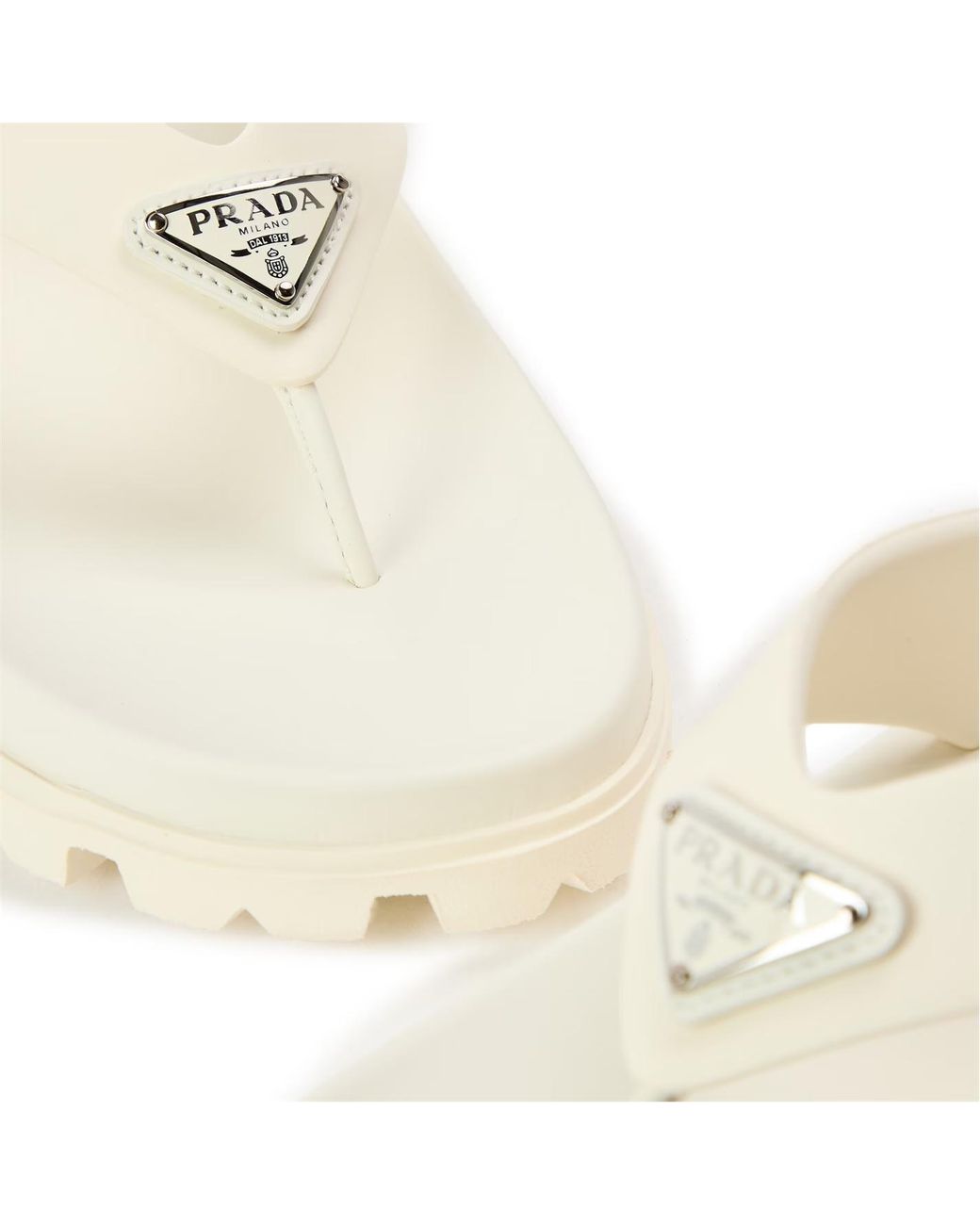 Prada White Logo Flip-Flops