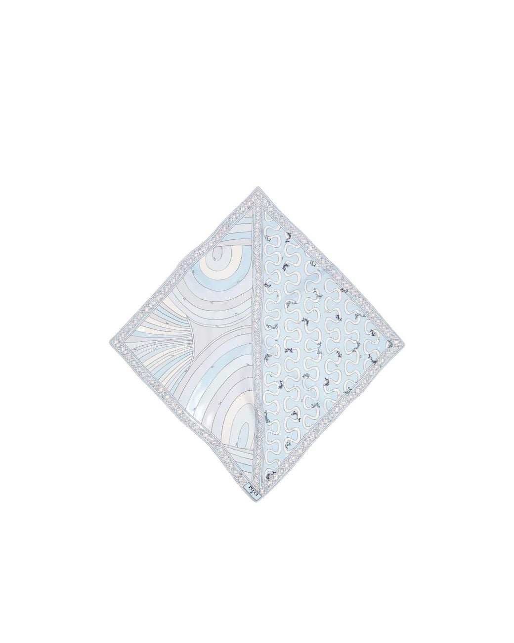 Emilio Pucci Blue Onda And Iride Print Silk Scarf