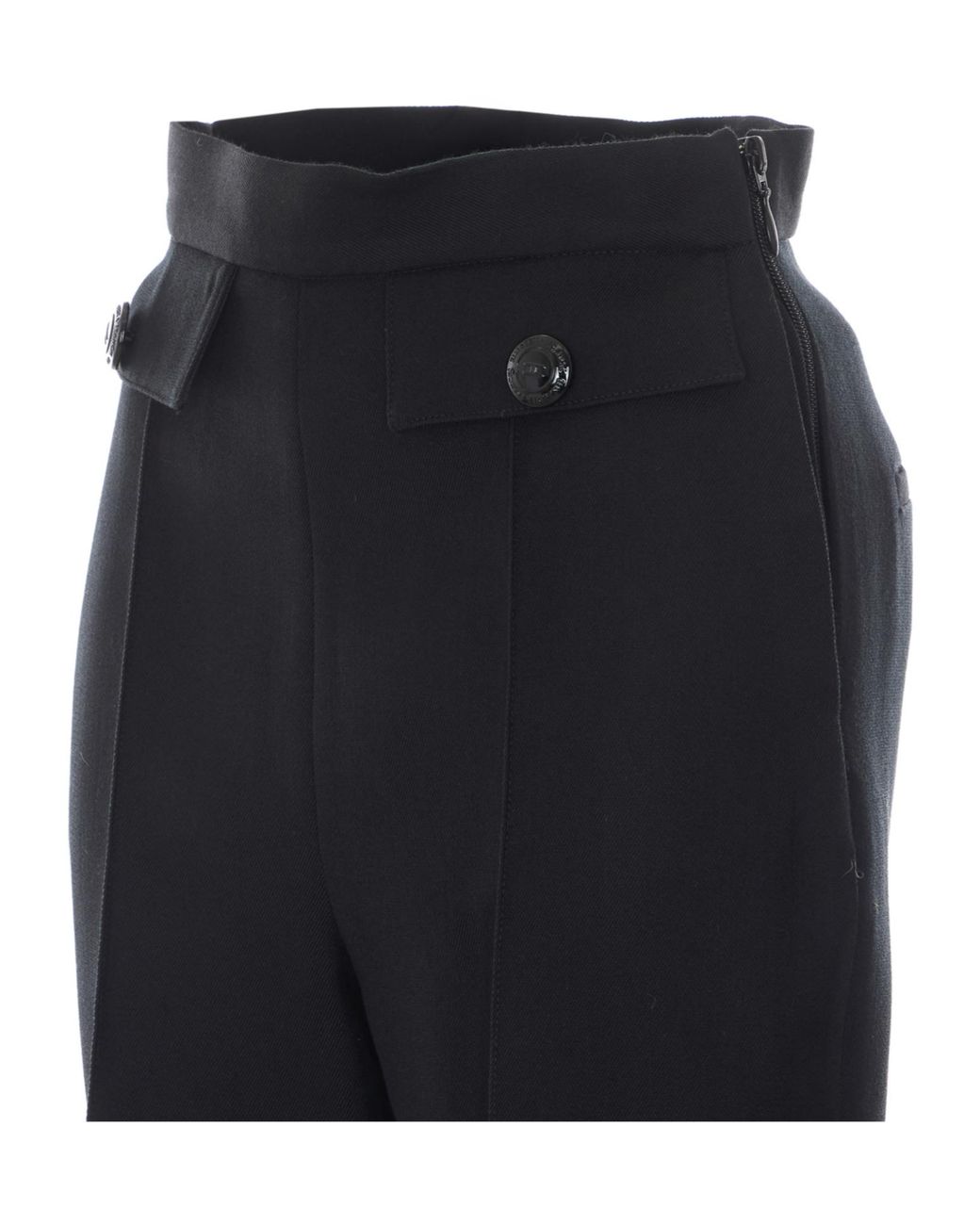 Elisabetta Franchi Black Button Detail Straight-Leg Pants for men