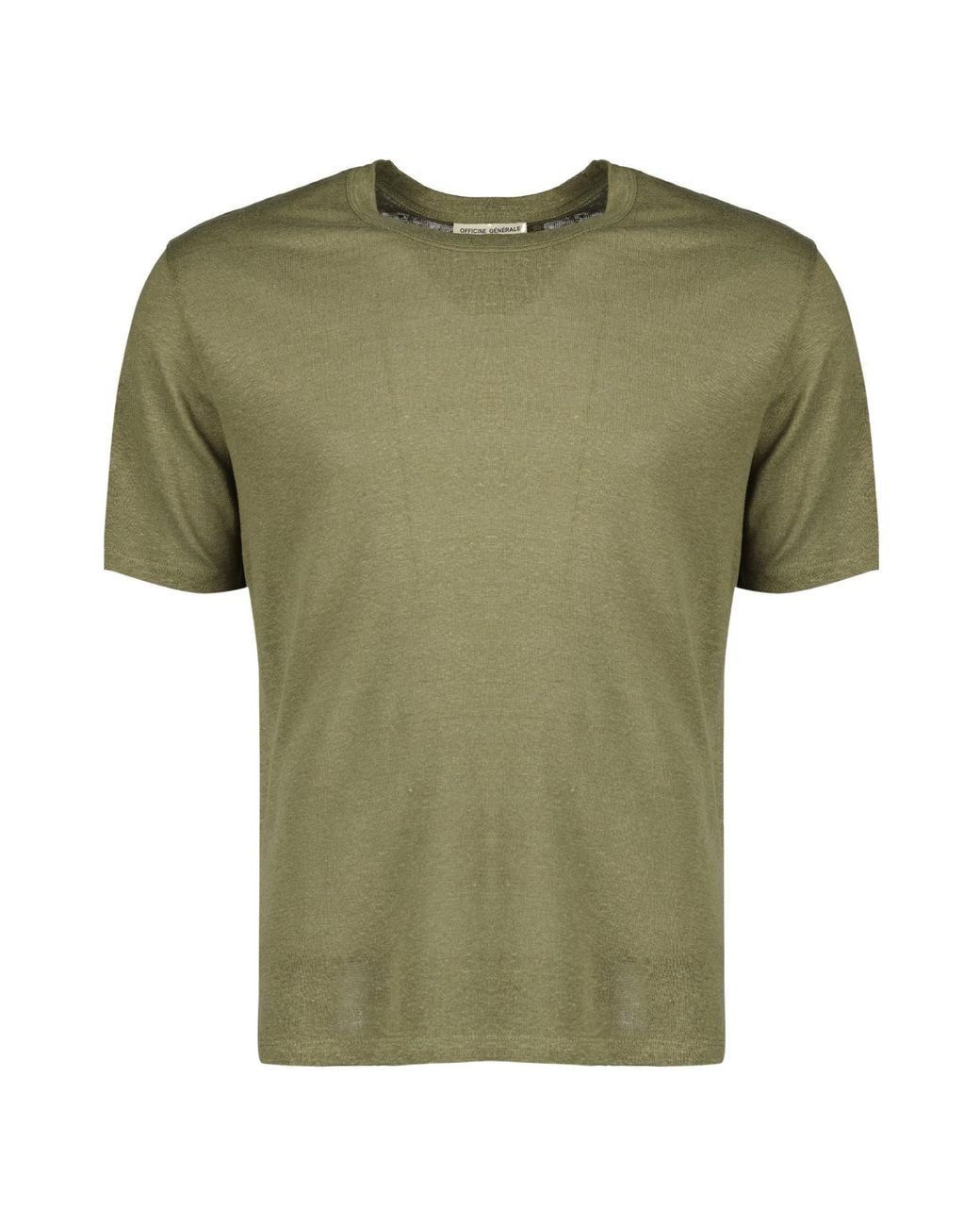 Officine Generale Green Officine Générale Garment-Dyed Linen T-Shirt for men