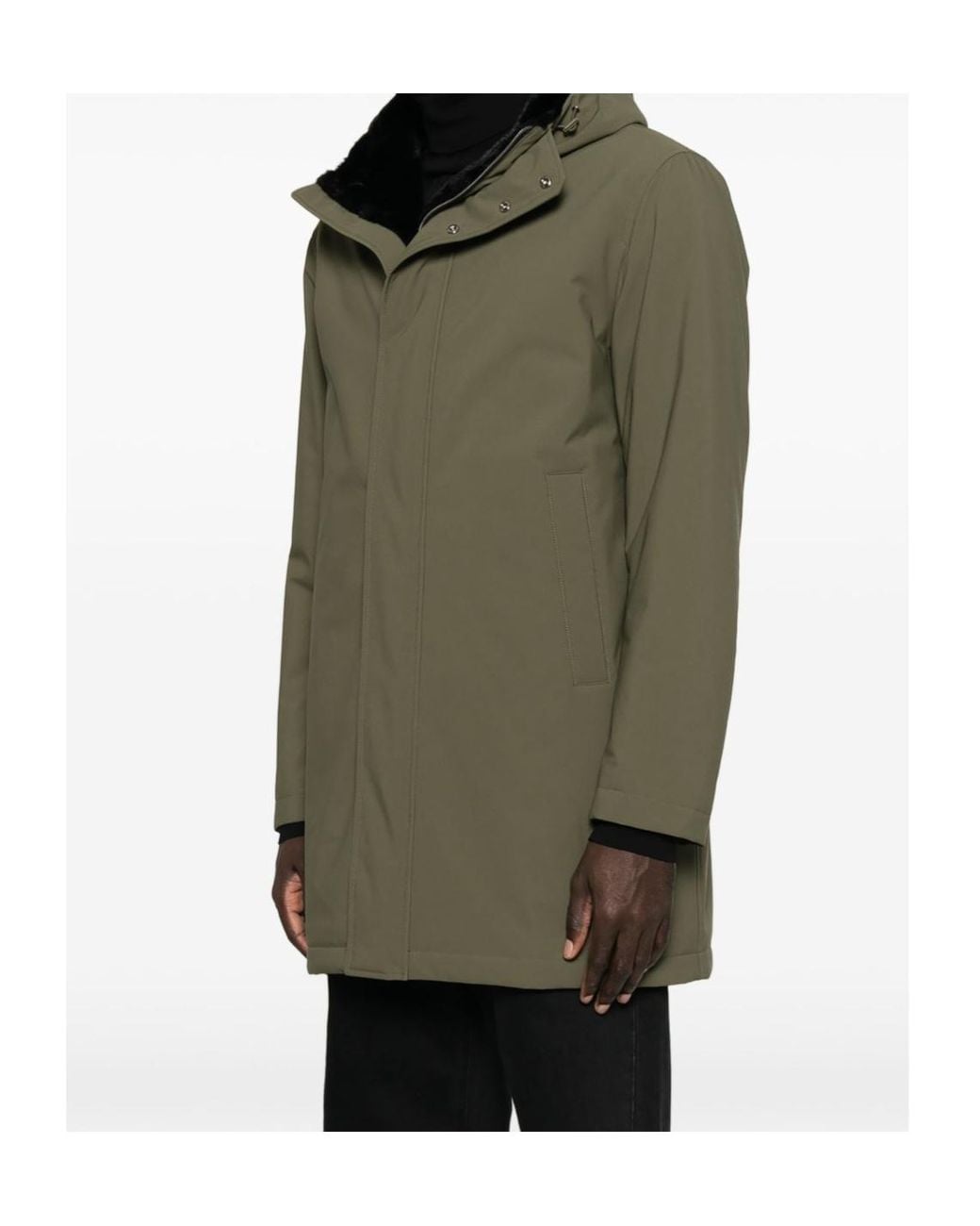 Herno Green Long-Sleeve Hooded Padded Jacket for men