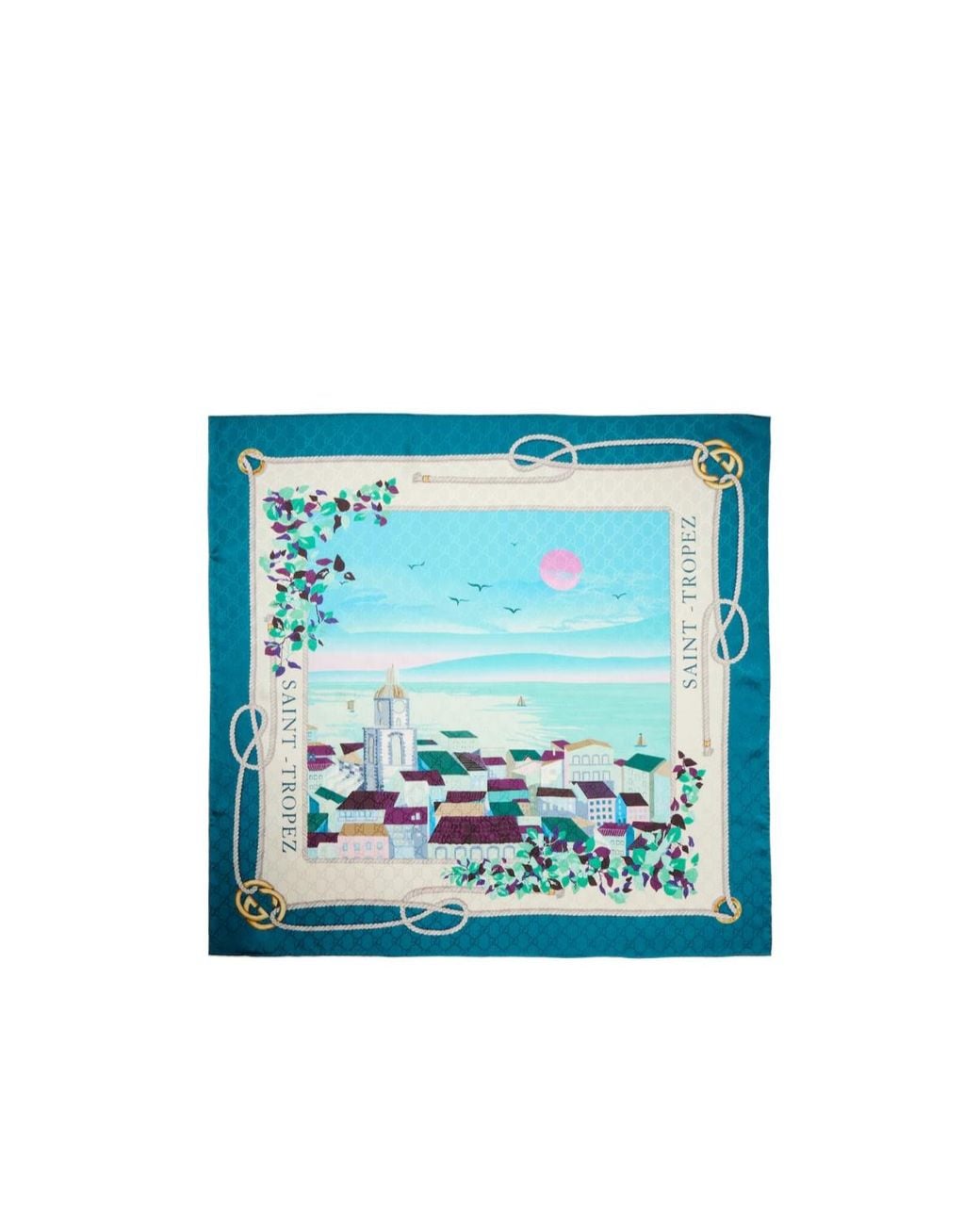Gucci Blue Printed 'Saint-Tropez' Silk Carre