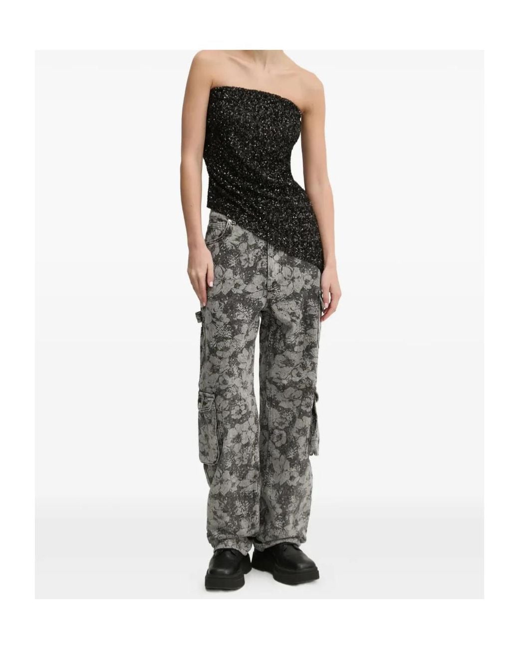Aniye By Black Sequin-Embellished Asymmetric Top