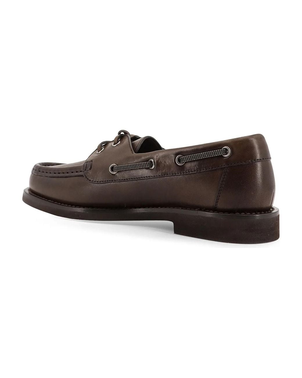 Brunello Cucinelli Brown Round-Toe Loafers