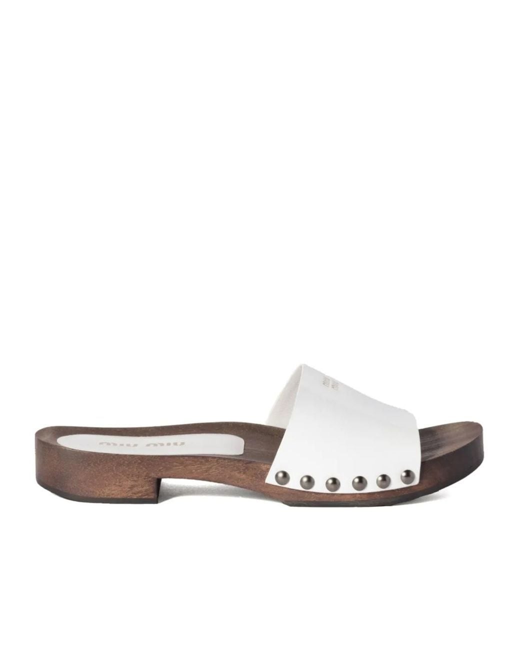 Miu Miu White Patent-Leather Clogs