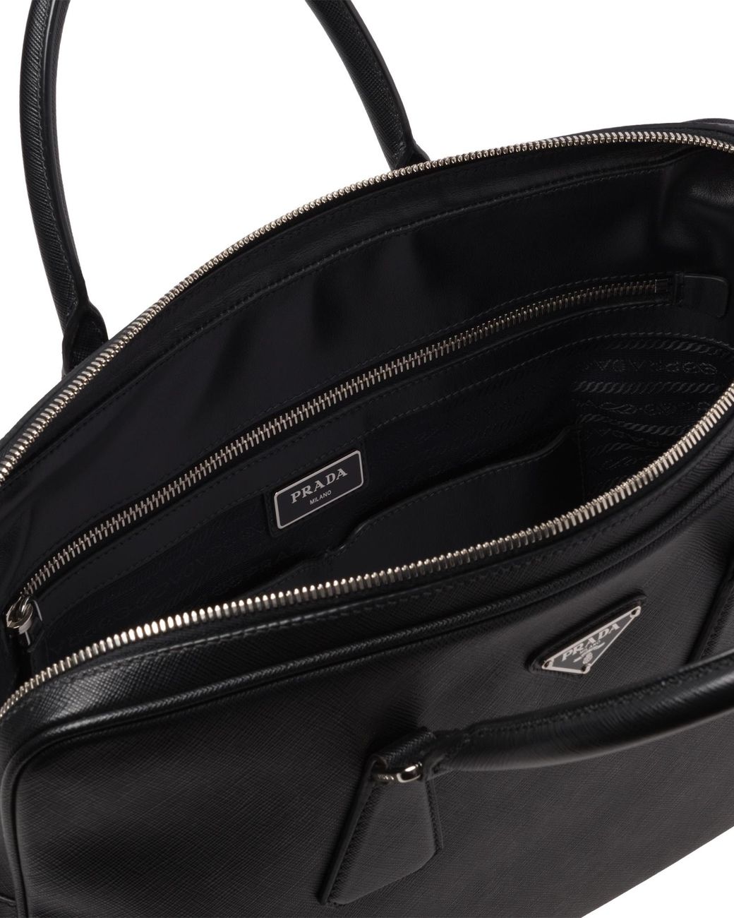 Prada Black Triangle Logo Briefcase for men
