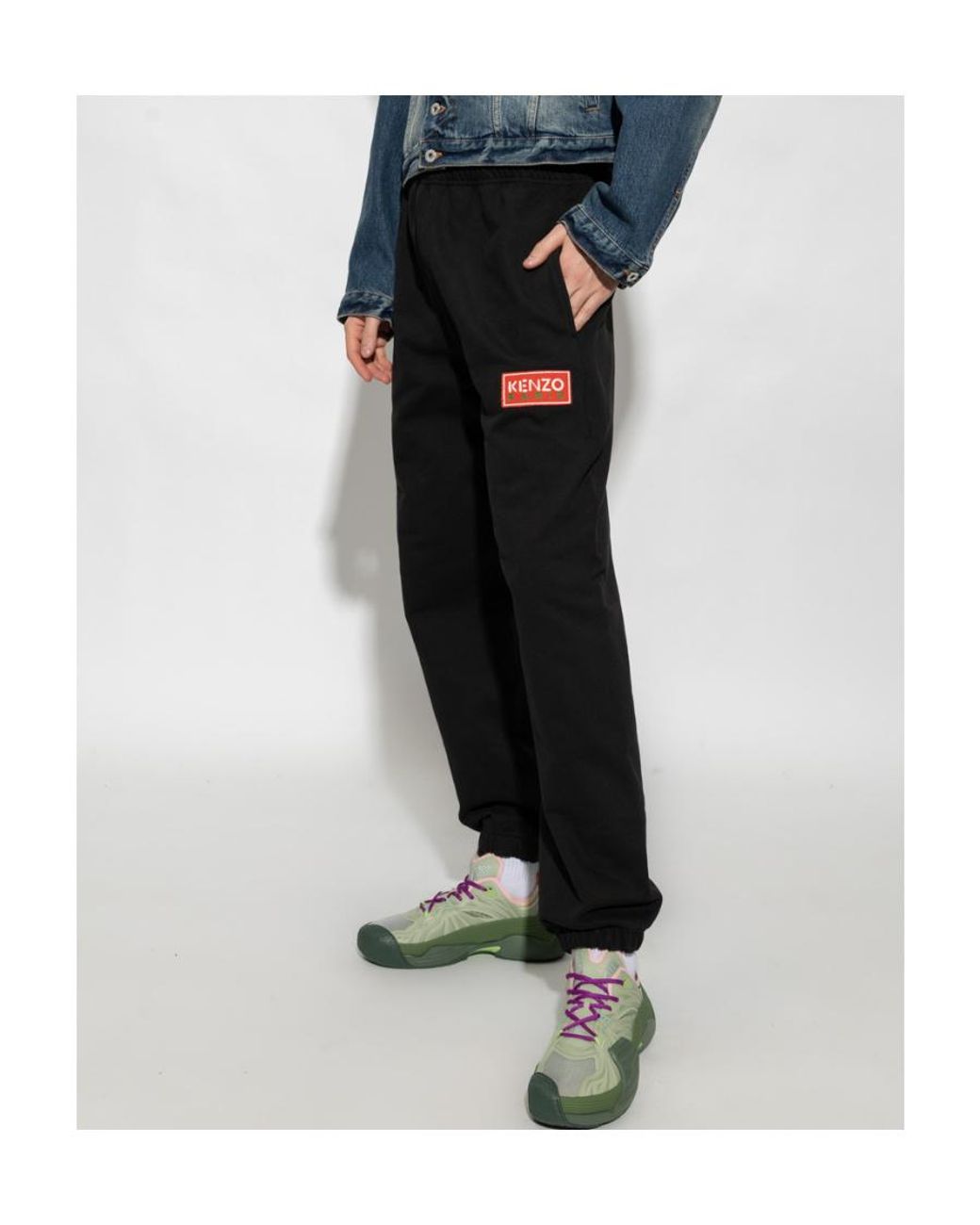 KENZO Black Logo Patch Sweatpants for men