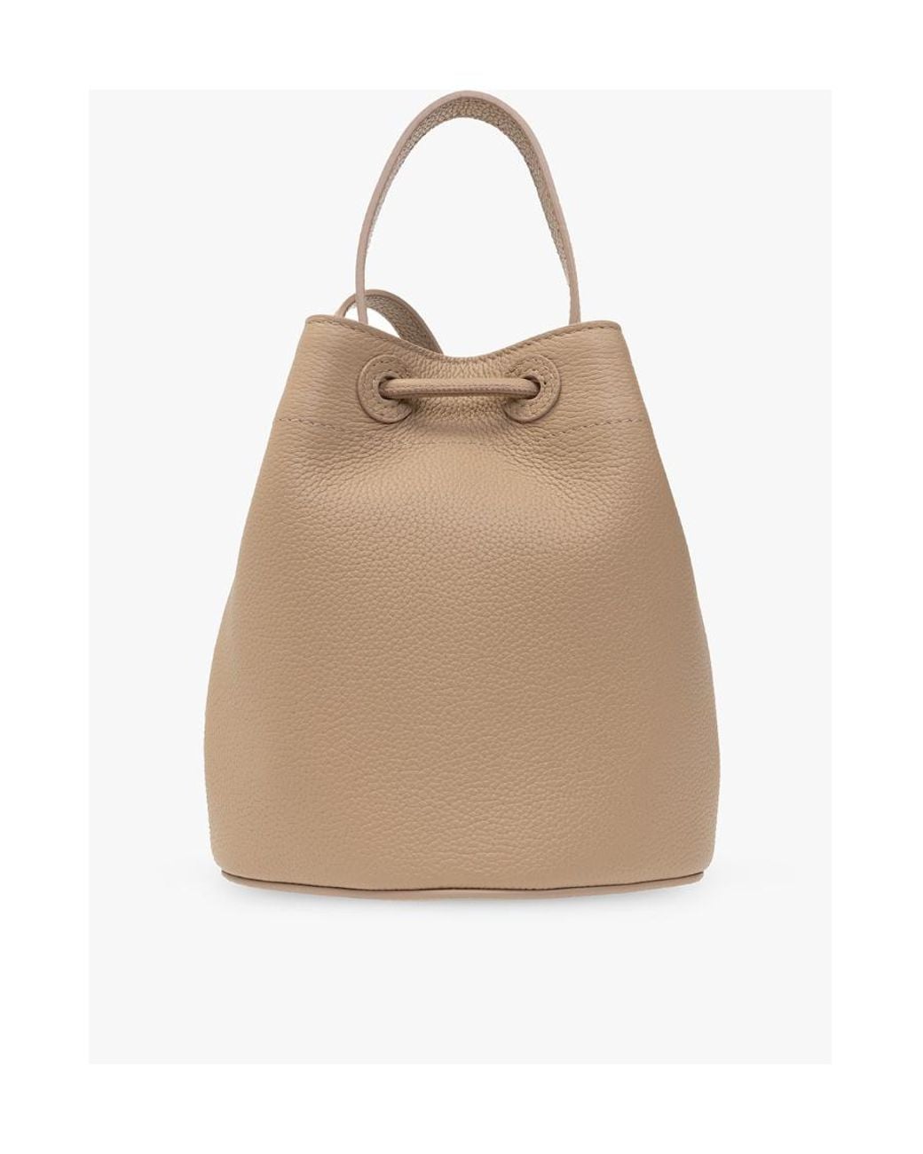 Burberry Logo Plaque Drawstring Bucket Bag in Natural | Lyst