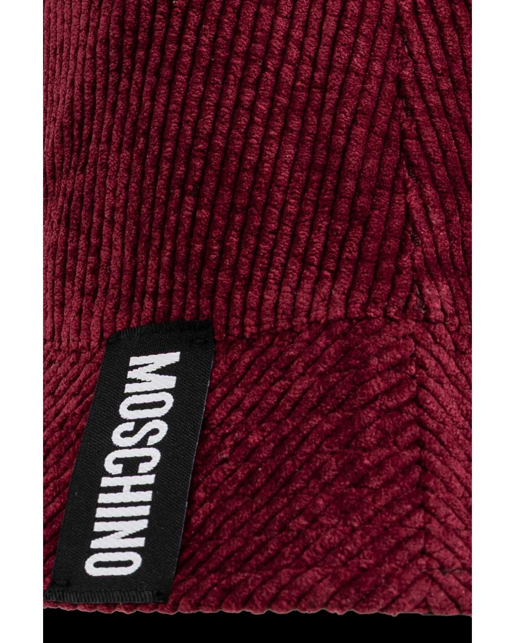 Moschino Red Logo Patch Bucket Hat for men