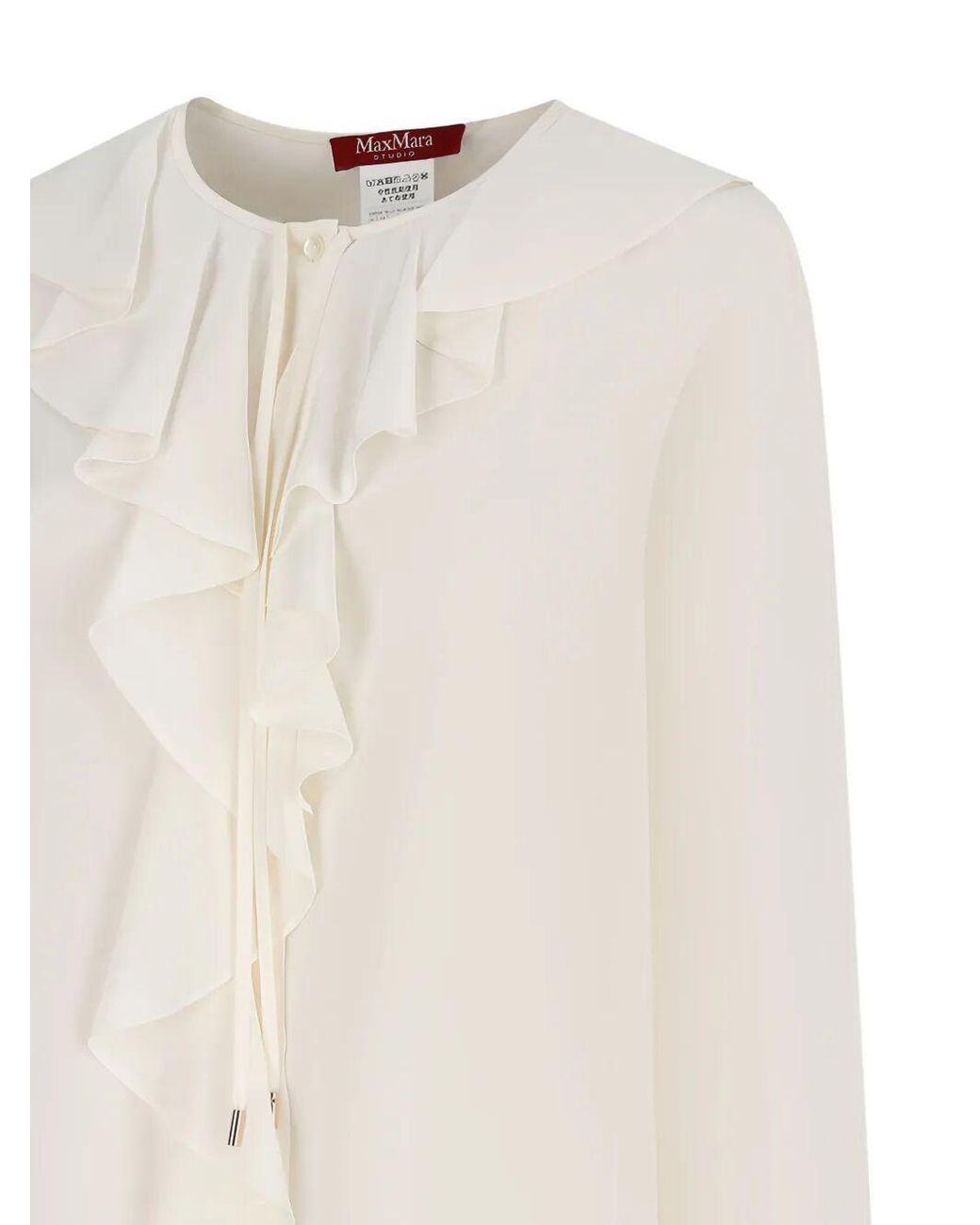 Max Mara White Studio Epica Ruffle Detailed Crewneck Top