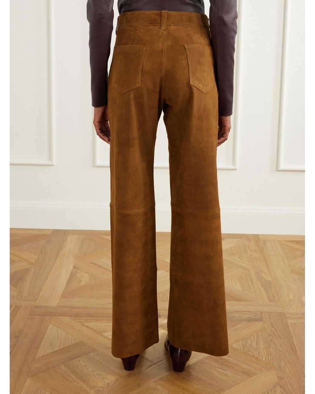 Stouls Brown Lilou Cropped Suede Wide-Leg Pants