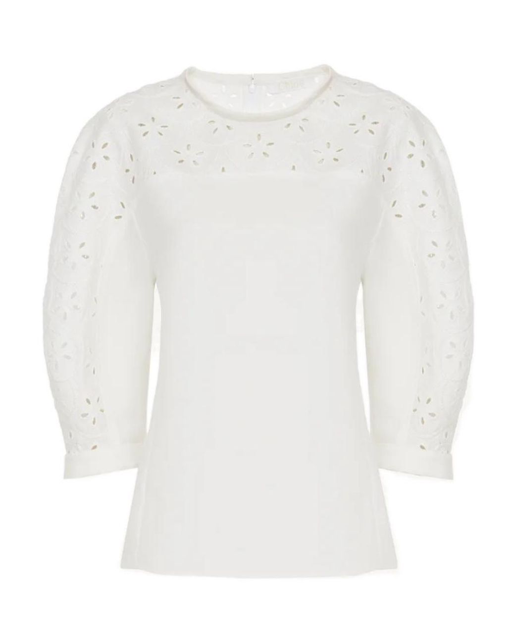 Chloé White Bubble Sleeve Blouse