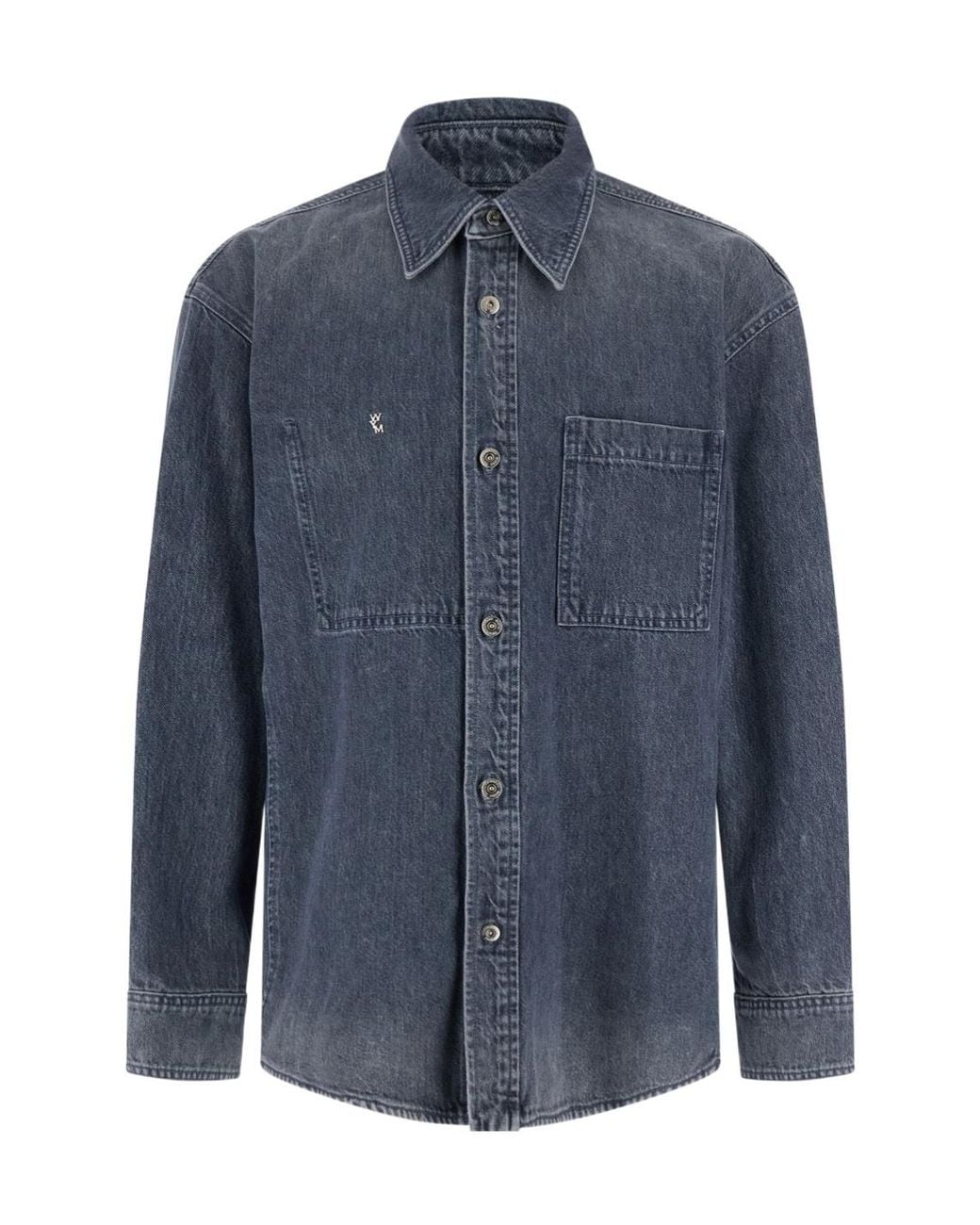 Wooyoungmi Blue Graphic Back Denim Shirt for men