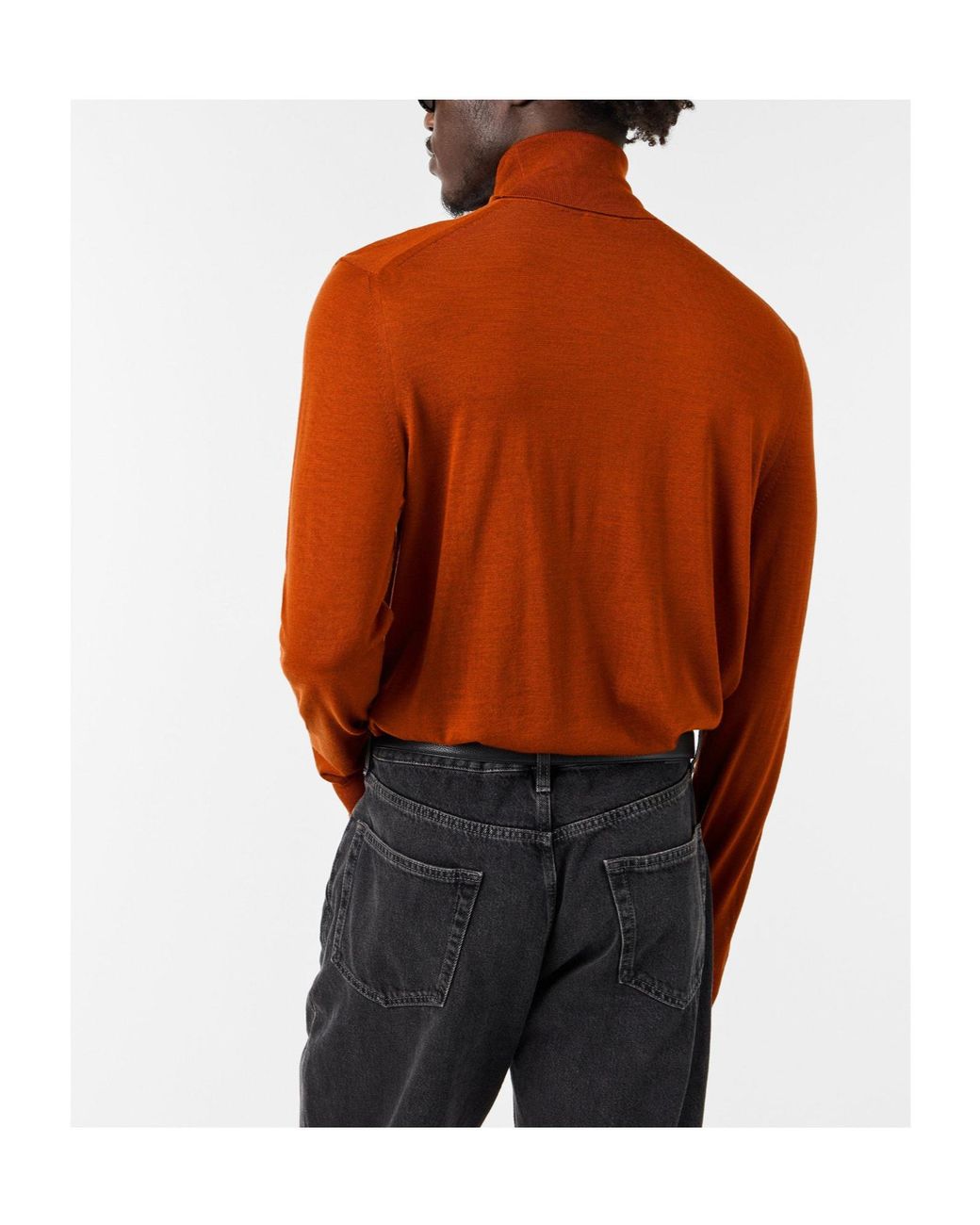 Saint Laurent Orange Solid Color Casual Knit Sweater for men