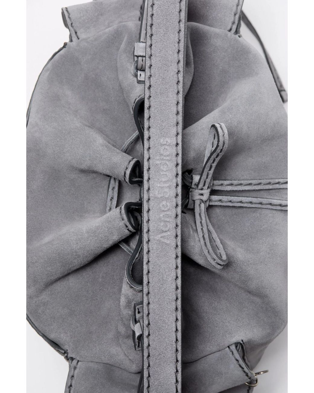 Acne Gray Ruffled Leather Shoulder Bag