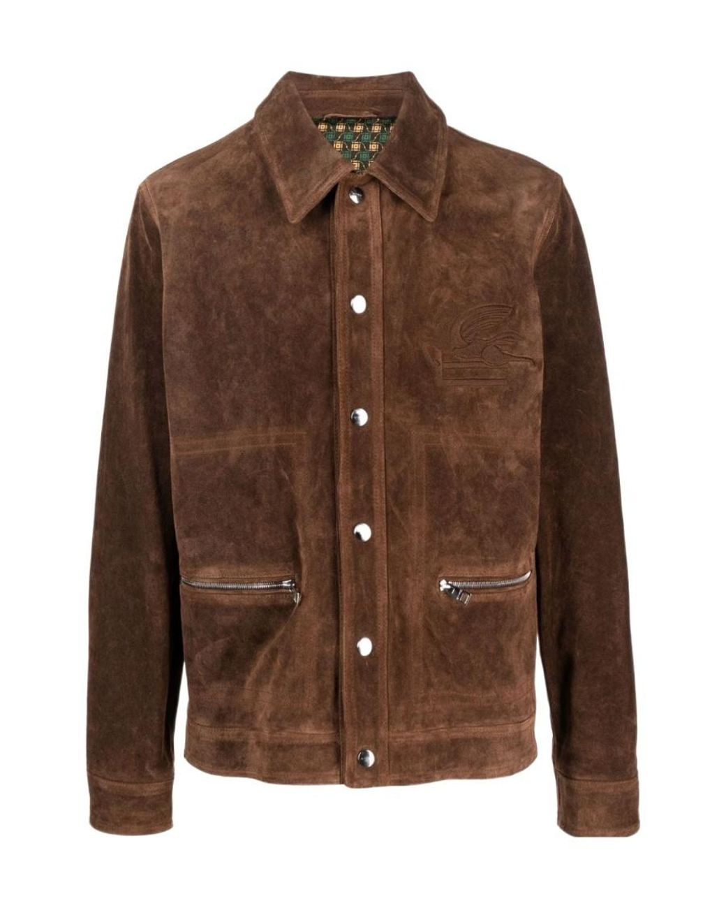 Etro Brown Pegaso Embroidered Shirt Jacket for men
