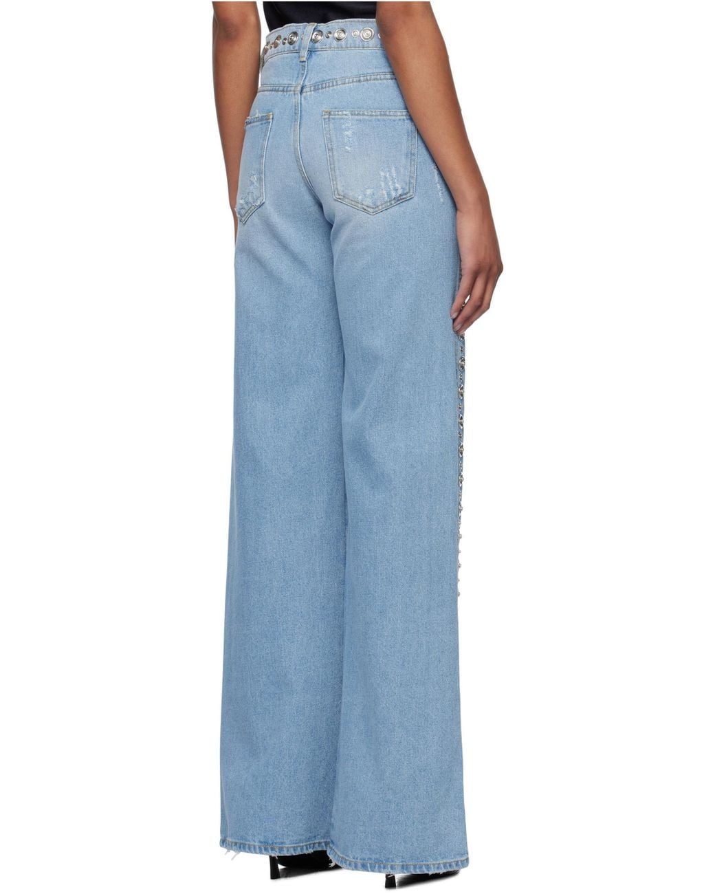 Coperni Blue Studded High-Rise Jeans