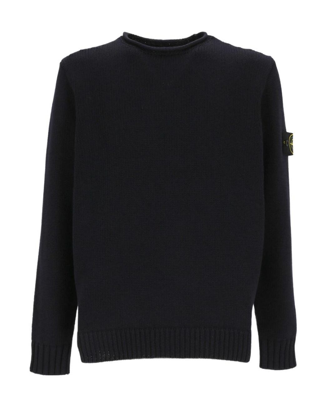 Stone Island Black Compass-Motif Crew Neck Sweatshirt for men